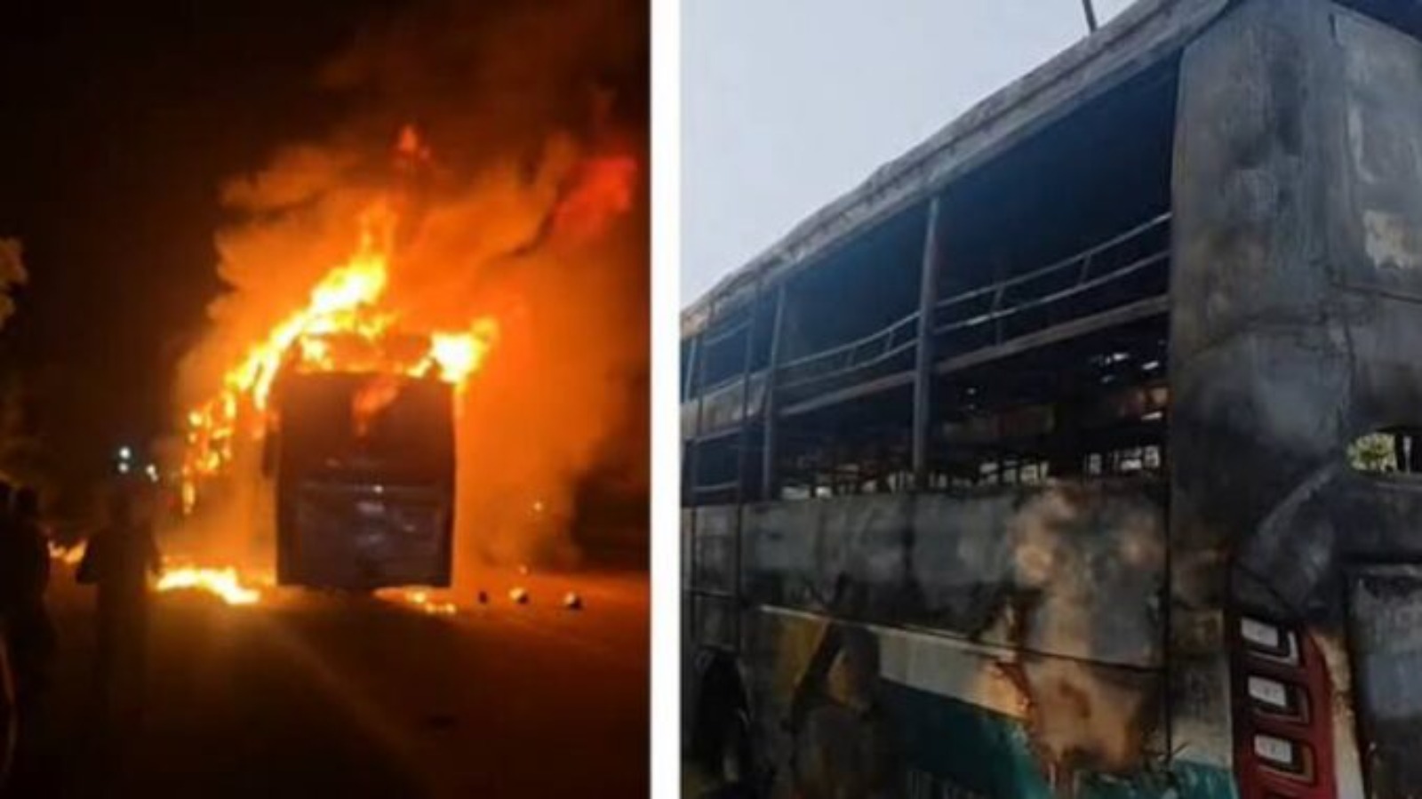 ग्रेटर नोएडा में यमुना एक्सप्रेसवे पर स्लीपर बस में लगी भयंकर आग, नौ लोगों की मौत