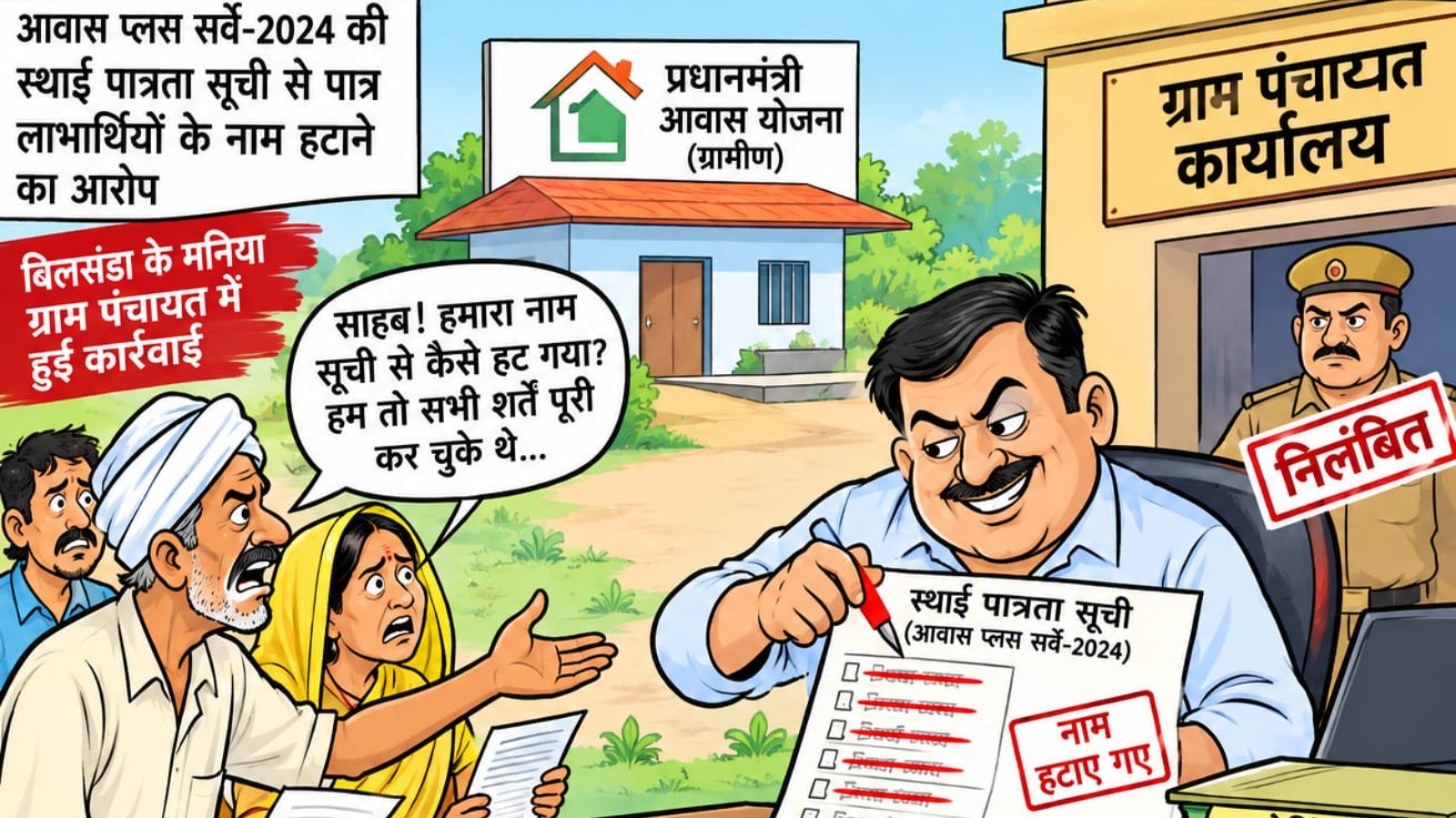पात्रों के आवास पर जिम्मेदारों ने ही फेरा पानी, ग्राम पंचायत अधिकारी निलंबित